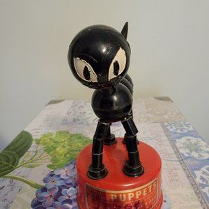 Vintage Push Button Underneath Base Toy Puppet - Cat